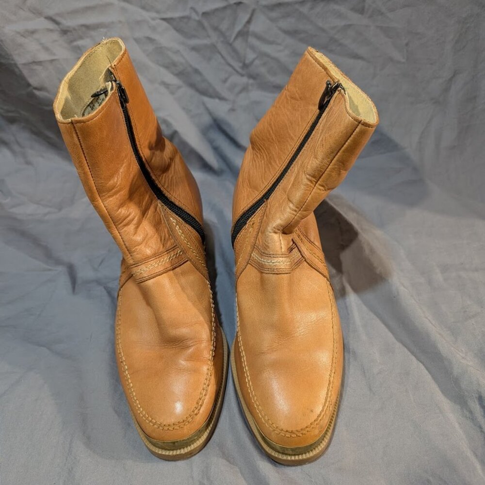 Helix Tan Zipper Closure Low Heel